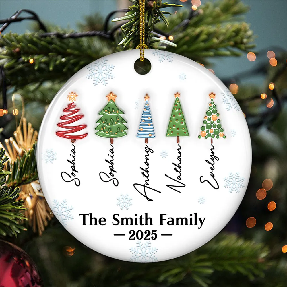 Forever Tree Names - Personalized Custom 3D Inflated Effect Ceramic Ornament - Christmas Gift For Family, Friend HH01 - Image 3
