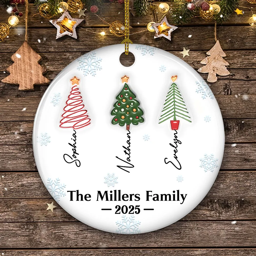 Forever Tree Names - Personalized Custom 3D Inflated Effect Ceramic Ornament - Christmas Gift For Family, Friend HH01 - Image 5