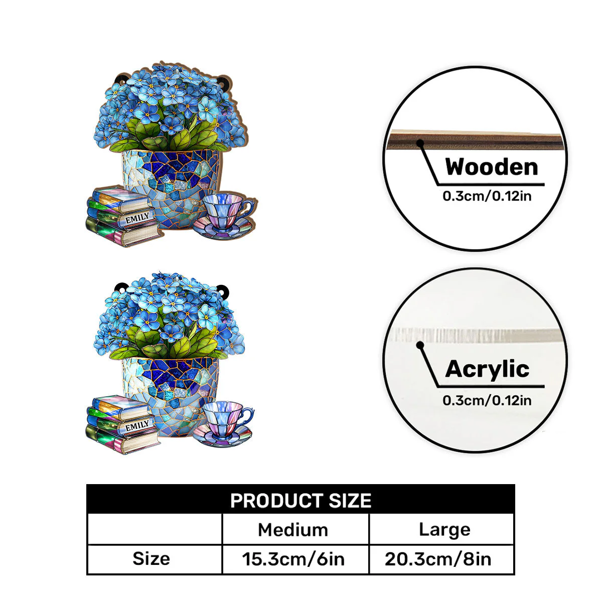 Forget-Me-Not, Books, And Tea - Personalized Window Hanging Suncatcher - Image 7