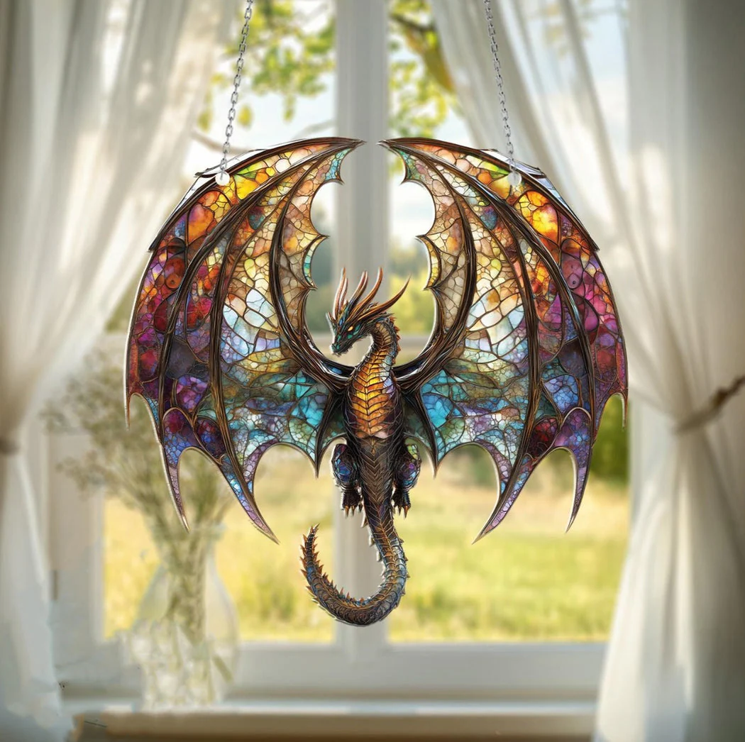 Fourth Wing Flying Dragon - Personalized Window Hanging Suncatcher - Fantasy Gift for Book Reader | HH01 - Image 2
