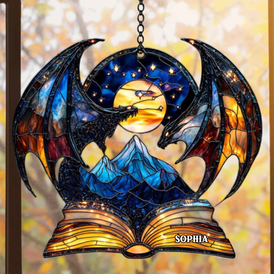 Fourth Wing Night Court - Personalized Dragon Suncatcher - Fantasy Gift For Readers, Dragon Lovers | HH01 - Image 3