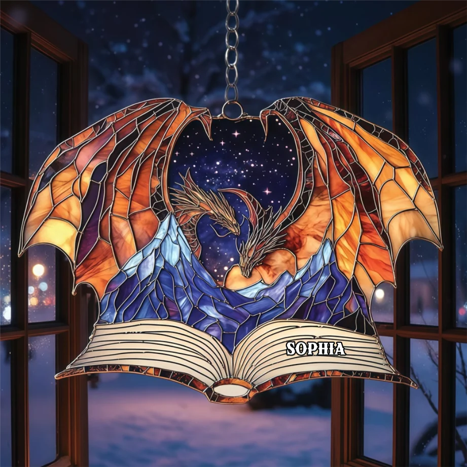 Fourth Wing Night Court - Personalized Dragon Suncatcher - Magic Gift For Readers, Dragon Lovers | HH01