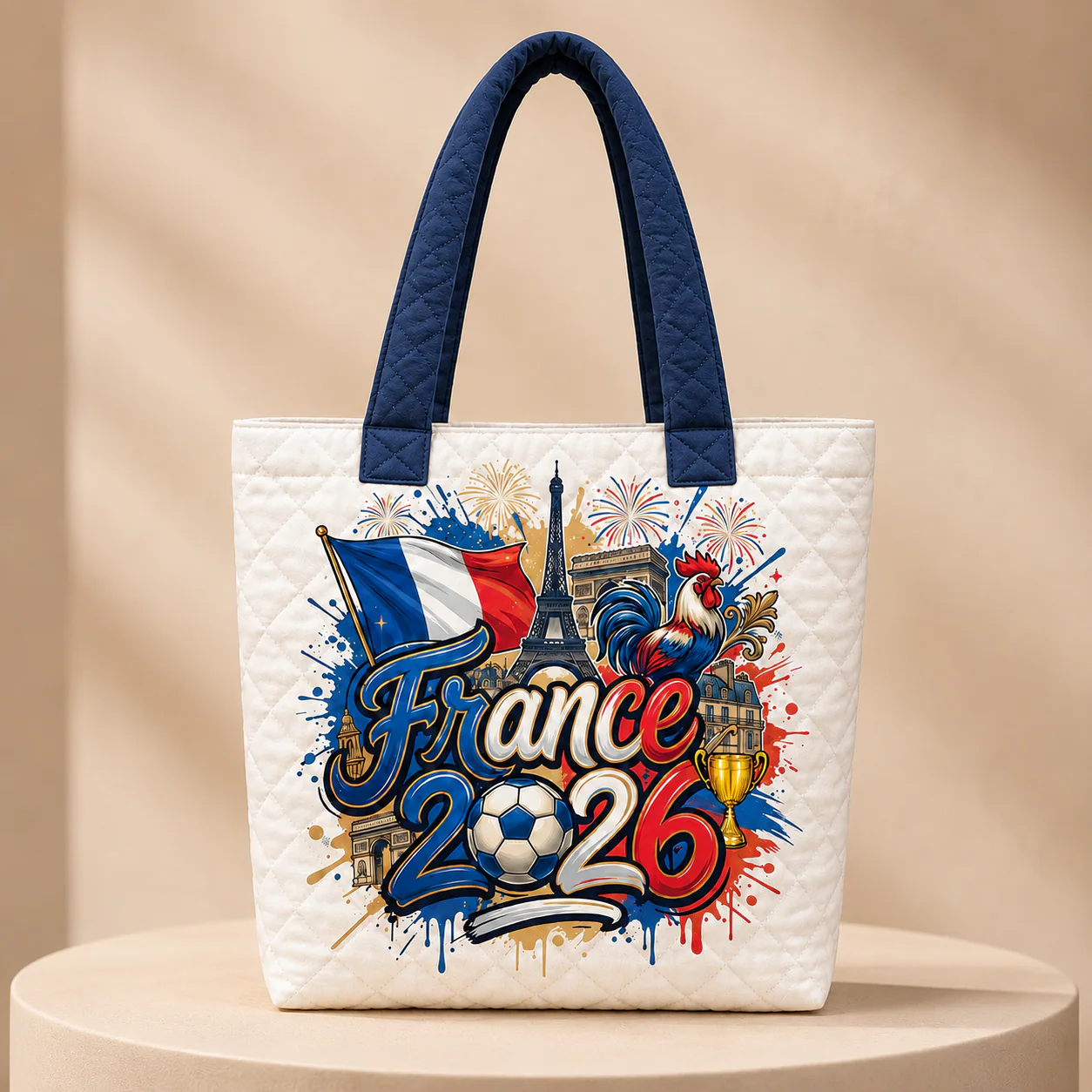 France Flag Global Championship 2026 Soccer Cup - Quilted Tote Bag - Gift For Patriots, Football Lovers - Image 5