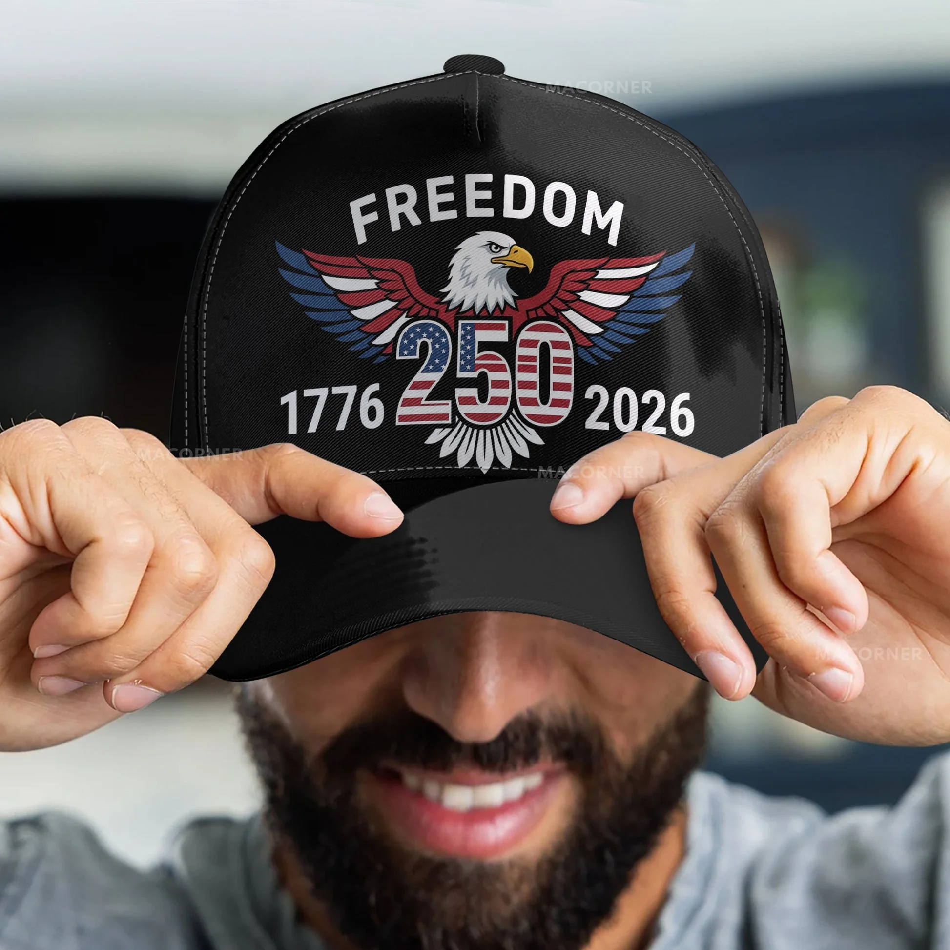 Freedom 250 Years Patriotic Eagle - Personalized Classic Cap - Gift For Patriotic, Veteran | HN02 - Image 4