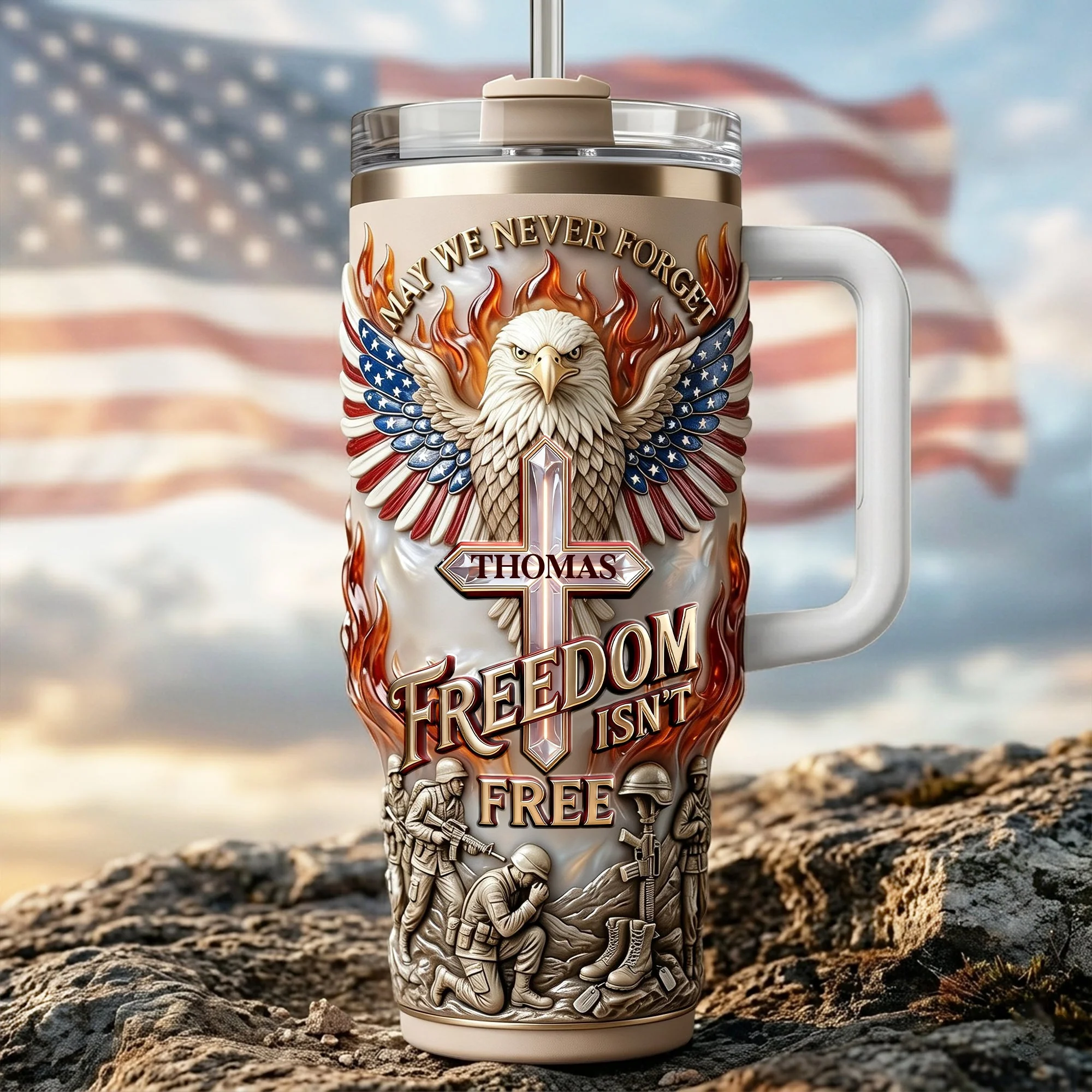 Freedom Is Not Free - Personalized Tumbler - Gifts For Patriots VD01 - Image 2