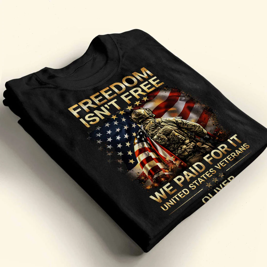 Freedom Isn't Free We Paid For It United States Veterans Soldier American Flag - Personalized Shirt - Gift For Patriotic Family - Image 3