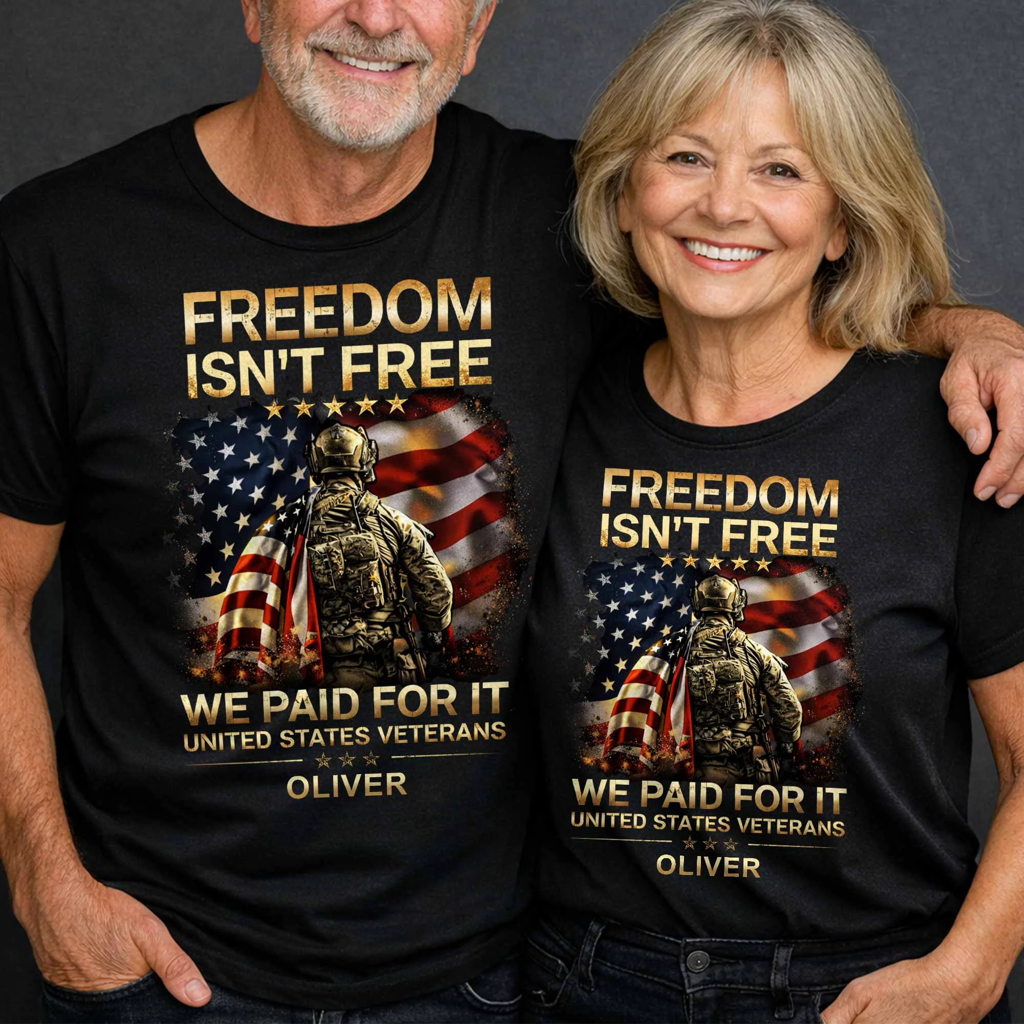 Freedom Isn't Free We Paid For It United States Veterans Soldier American Flag - Personalized Shirt - Gift For Patriotic Family - Image 4