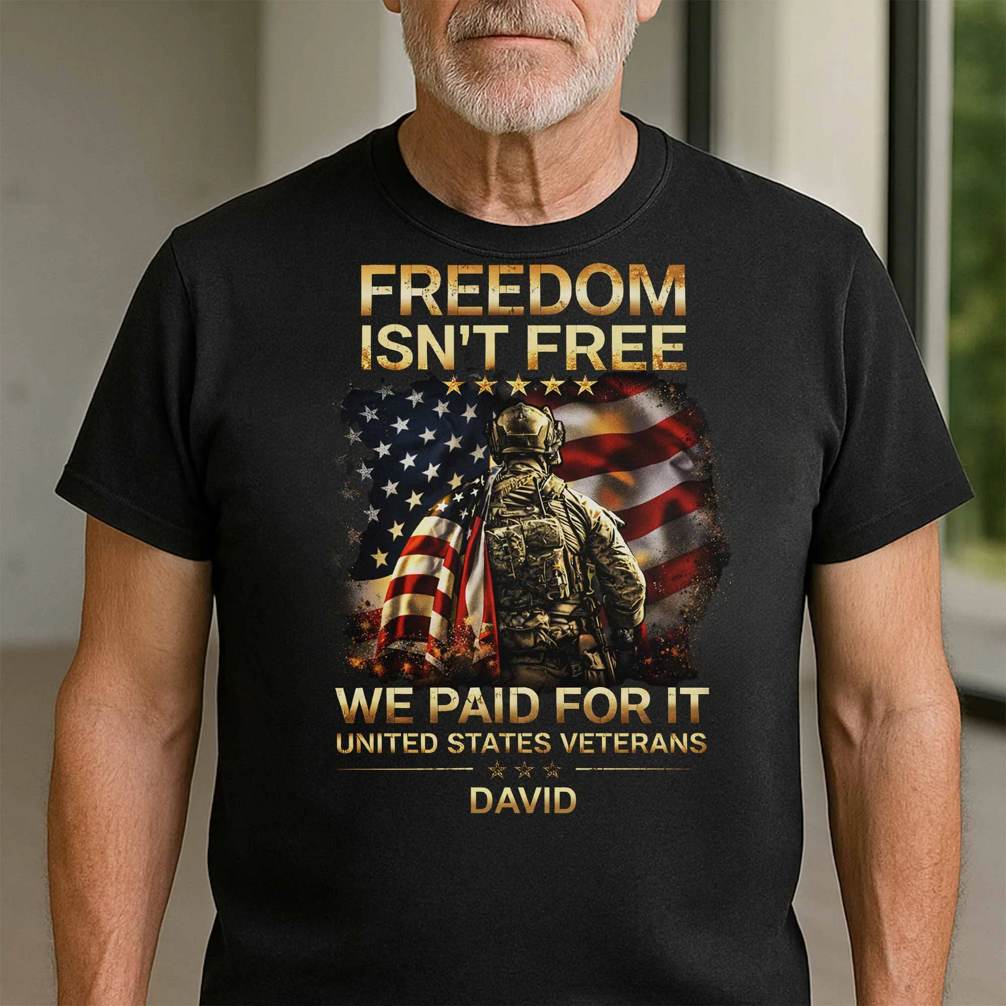 Freedom Isn't Free We Paid For It United States Veterans Soldier American Flag - Personalized Shirt - Gift For Patriotic Family - Image 5