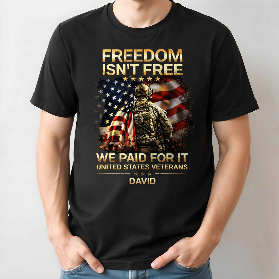 Freedom Isn't Free We Paid For It United States Veterans Soldier American Flag - Personalized Shirt - Gift For Patriotic Family - Image 9