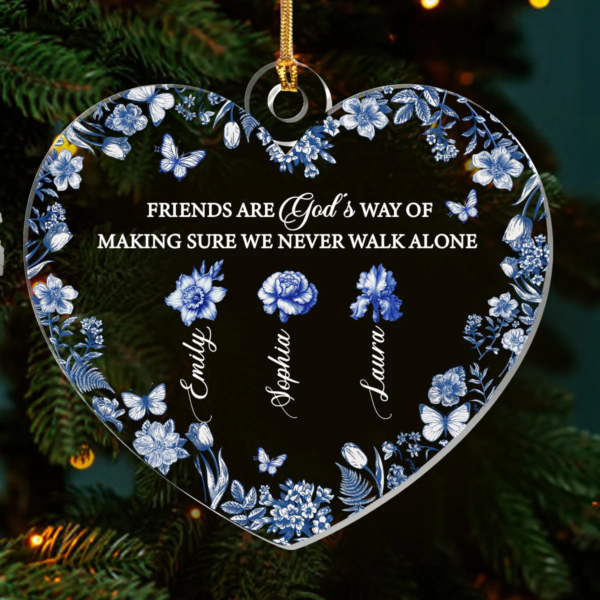 Friends Are God's Way Of Making Sure We Never Walk Alone - Personalized Acrylic Ornament TD118. - Image 3