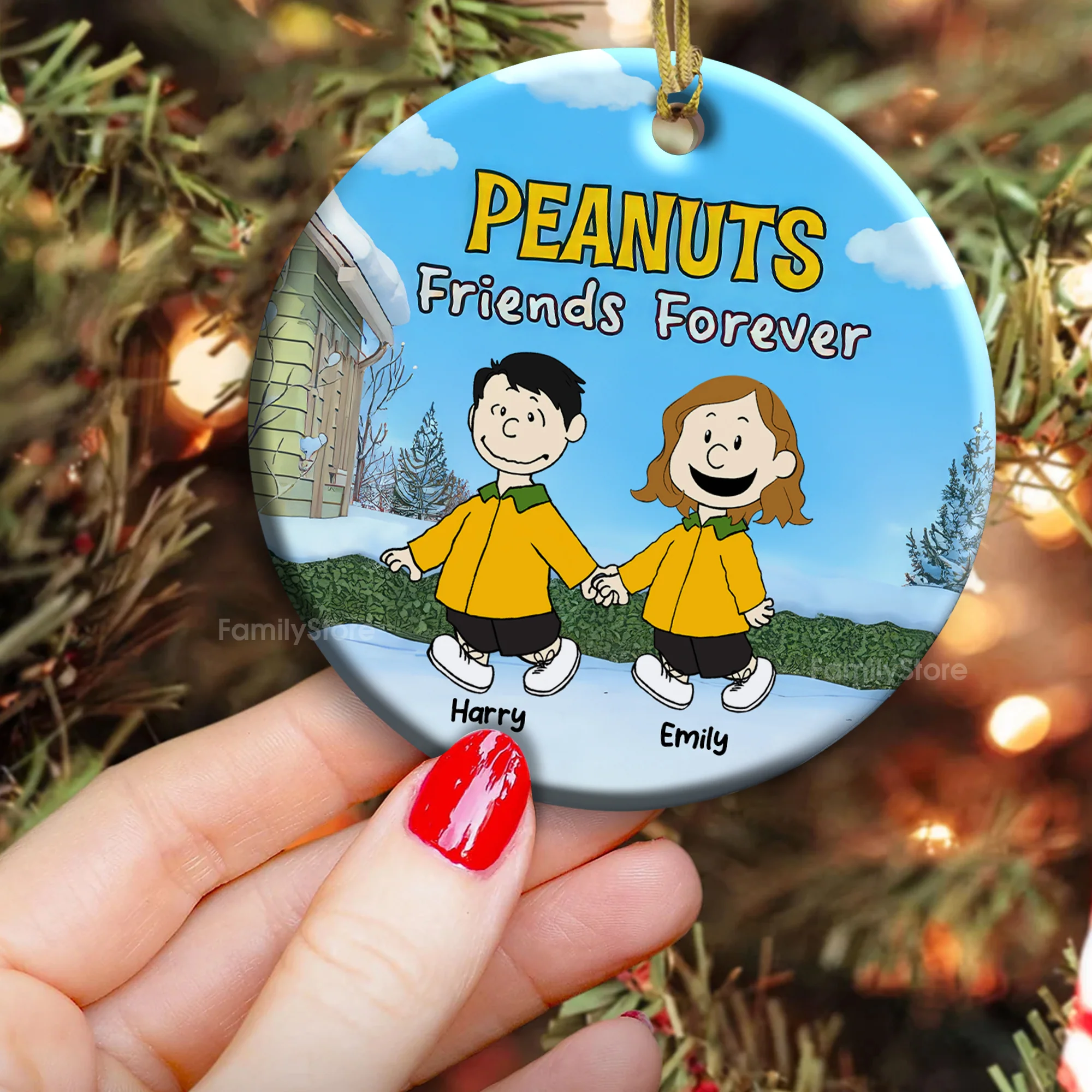 Friends Forever Peanut - Personalized Ceramic Ornament - Funny Gift For Friend, Family Member - CL48 NH96 - Image 4