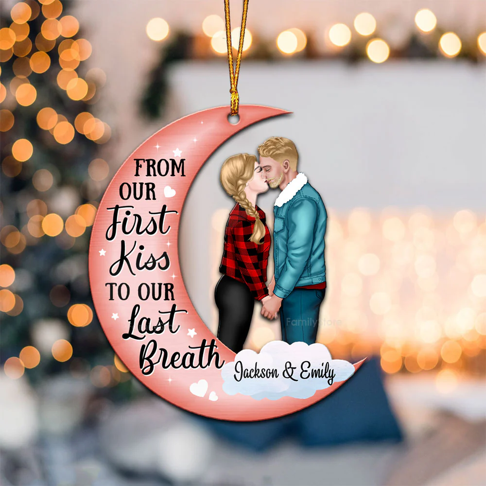 From Our First Kiss - Gift for Couples - Personalized Wood Ornament - CL30 NH96 - Image 3