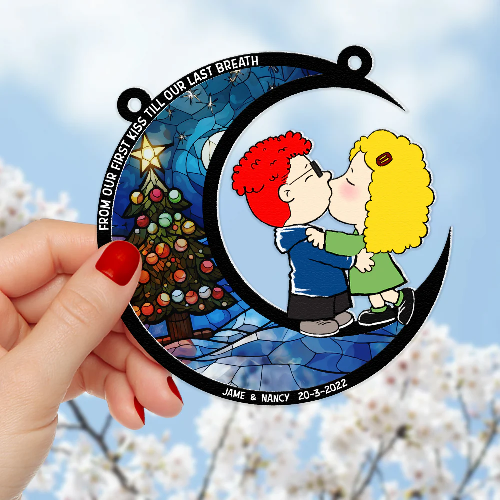 From Our First Kiss Till Our Last Breath - Personalized Window Hanging Suncatcher Ornament - Christmas Gift For Couple, Wife, Husband | GR9 HH01 - Image 2