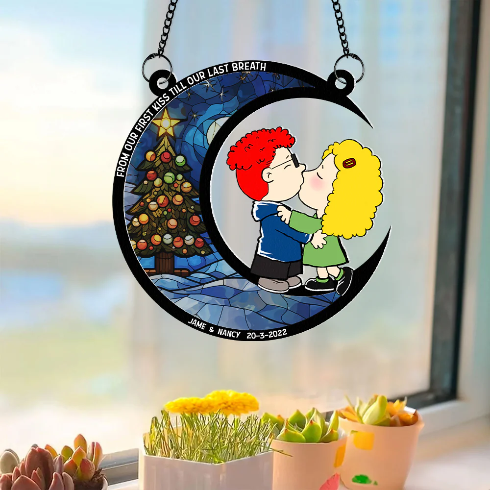From Our First Kiss Till Our Last Breath - Personalized Window Hanging Suncatcher Ornament - Christmas Gift For Couple, Wife, Husband | GR9 HH01 - Image 4