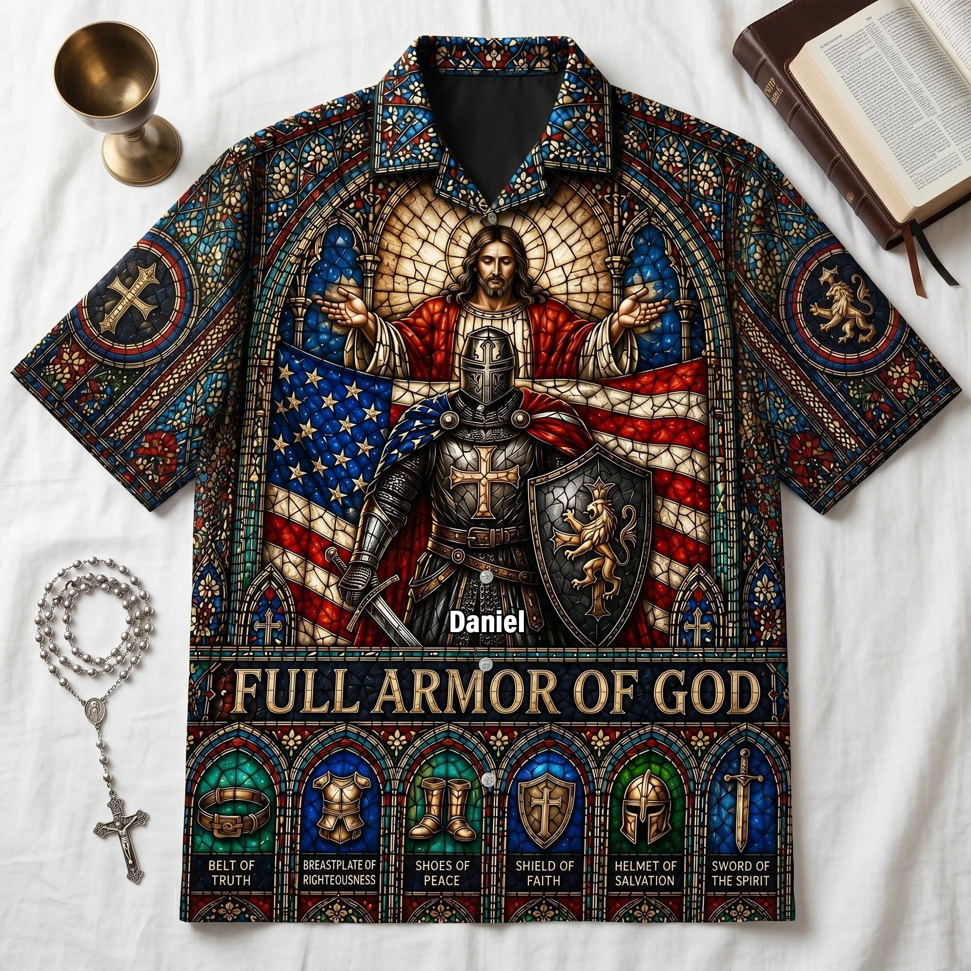 Full Armor Of God Christian Knight - Personalized Hawaiian Shirt - Faith Gift For Him
