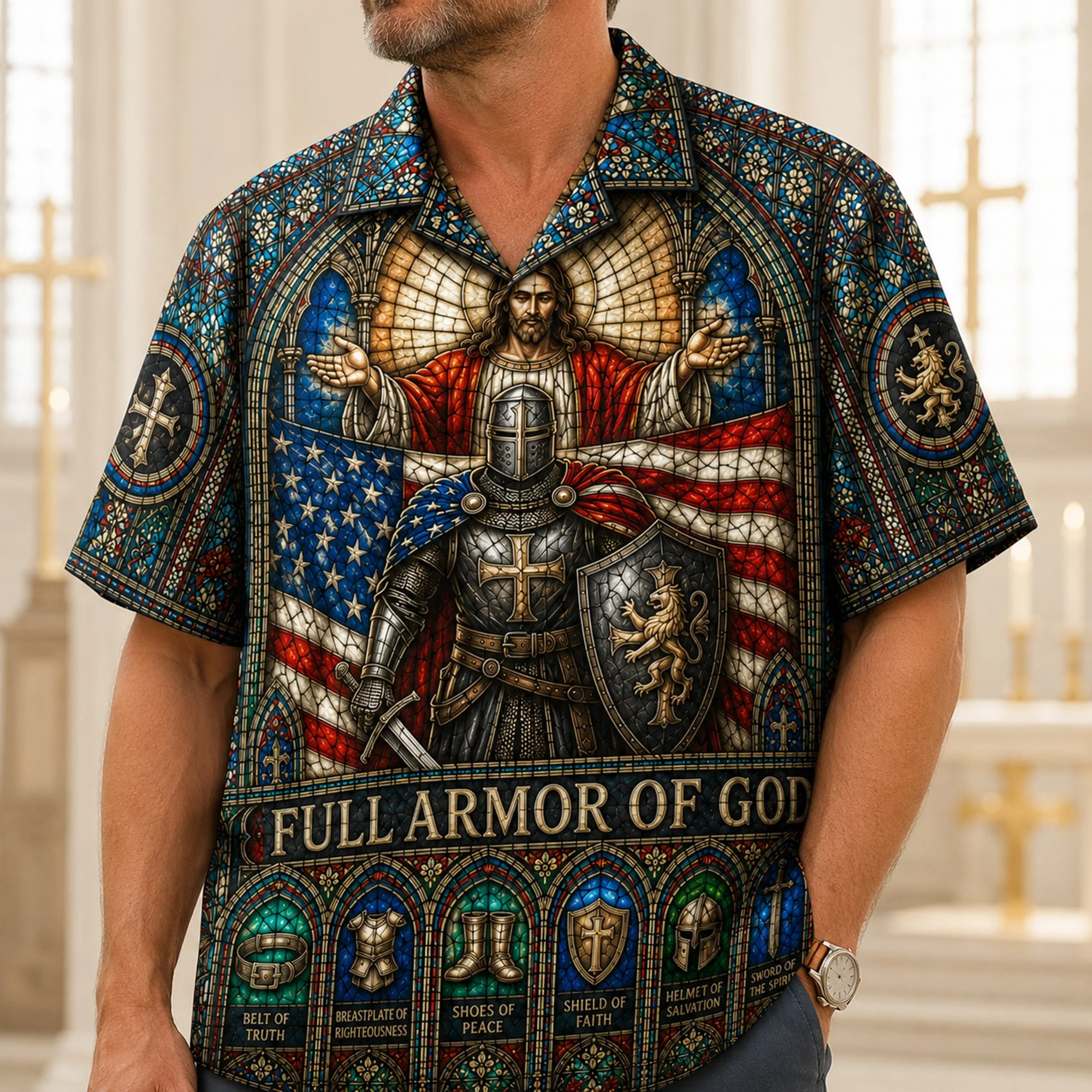 Full Armor Of God Christian Knight - Personalized Hawaiian Shirt - Faith Gift For Him - Image 2