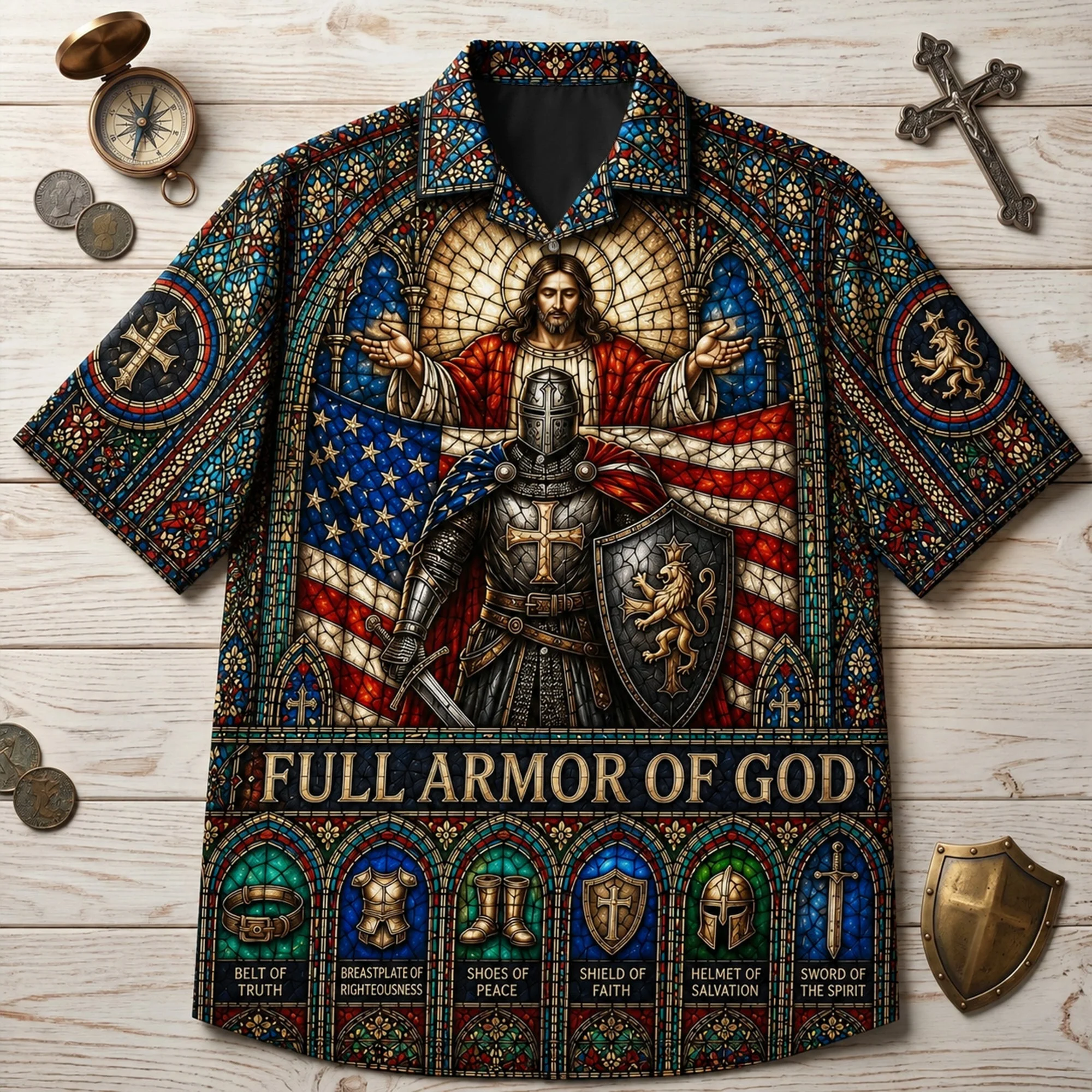 Full Armor Of God Christian Knight - Personalized Hawaiian Shirt - Faith Gift For Him - Image 3