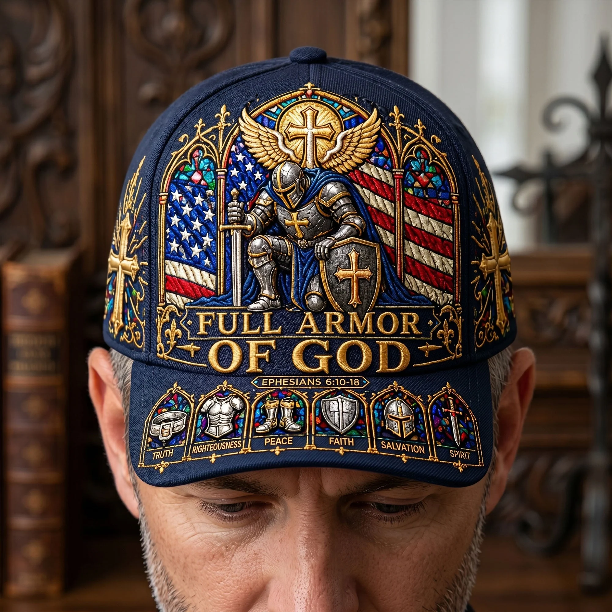 Full Armor Of God Christian Warrior Ephesians 6 - Personalized Classic Cap - Gift For Him - Image 2