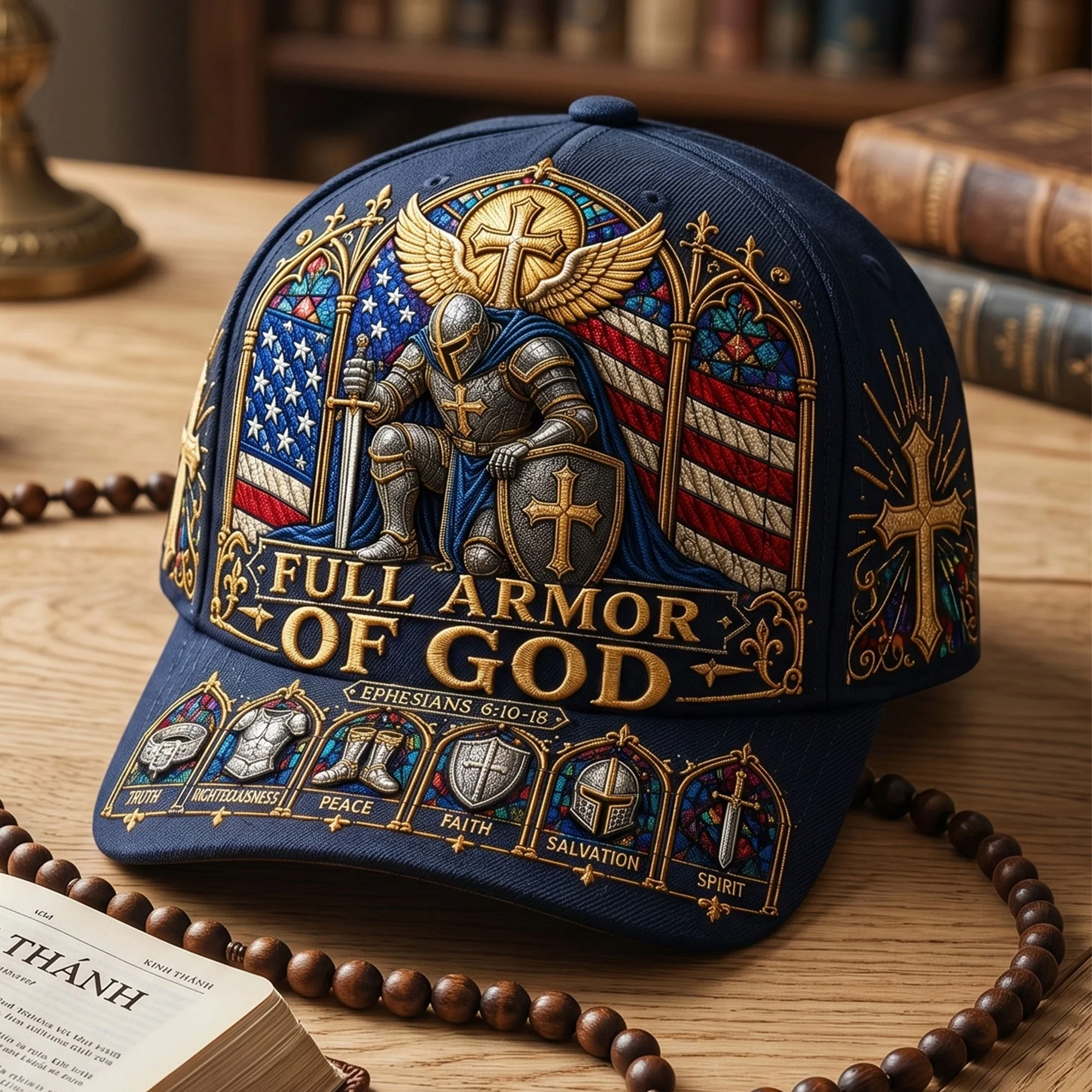 Full Armor Of God Christian Warrior Ephesians 6 - Personalized Classic Cap - Gift For Him - Image 3