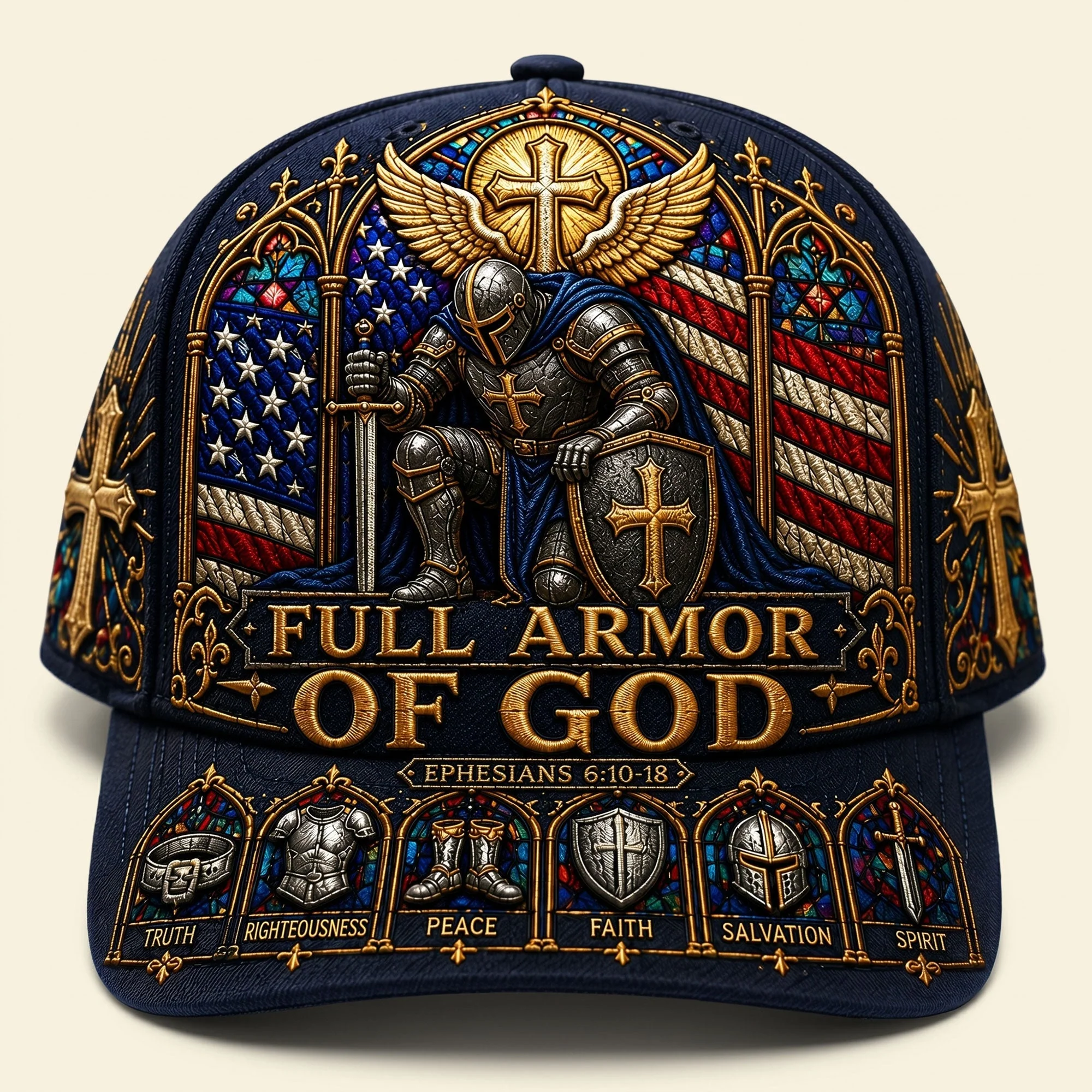 Full Armor Of God Christian Warrior Ephesians 6 - Personalized Classic Cap - Gift For Him - Image 4
