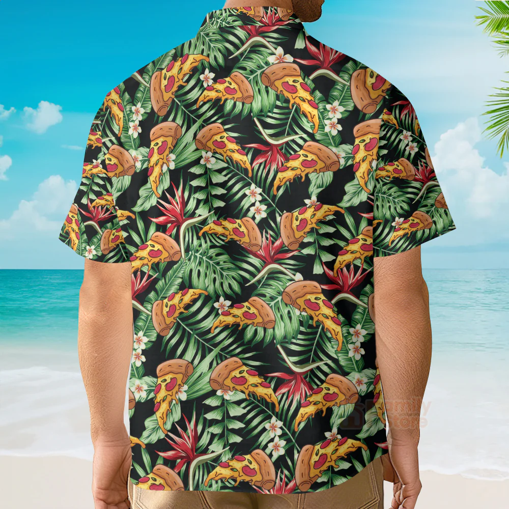 Funky Tropical Pizza Shirt For Men Hawaiian Shirt - Image 5