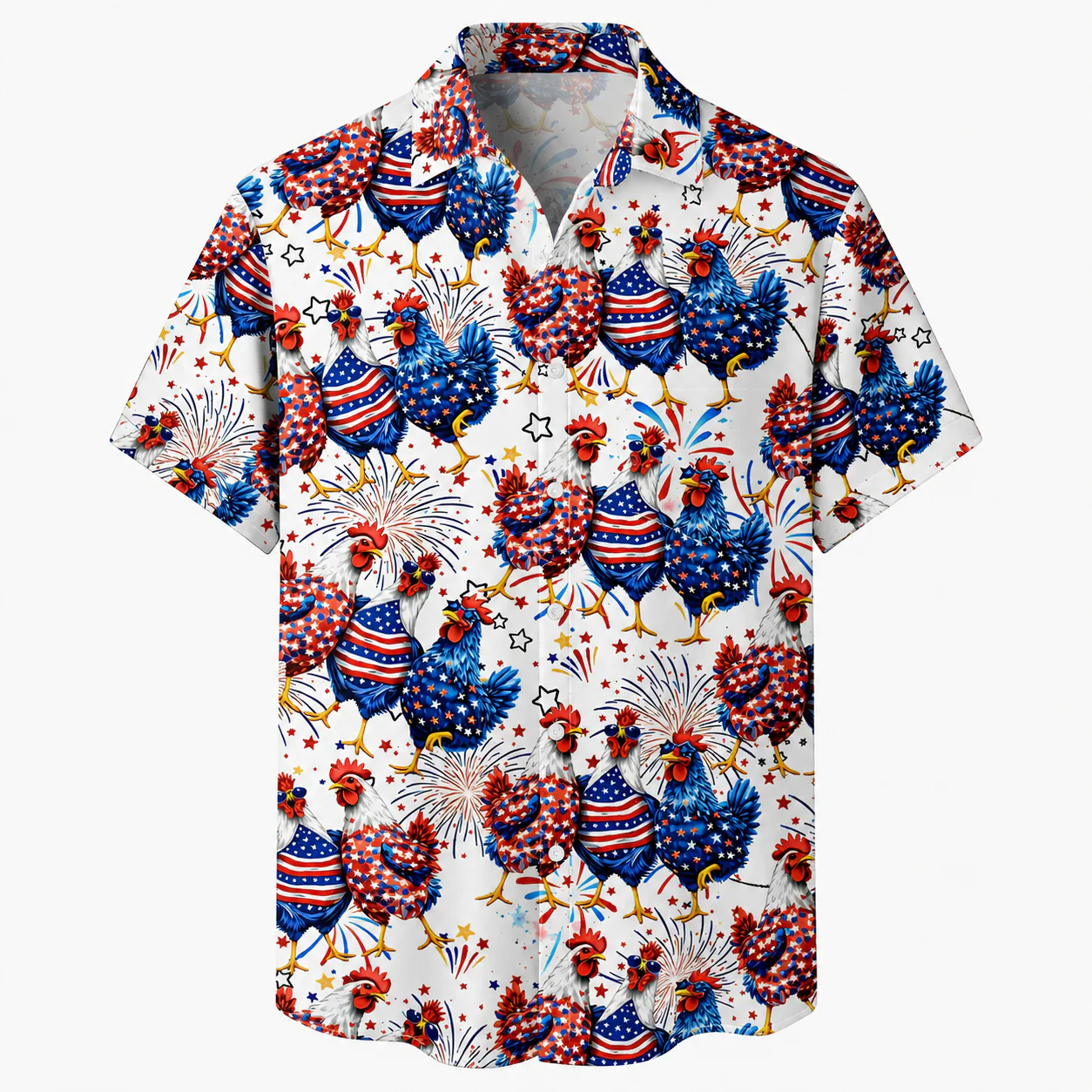 Funny American Flag 250th Anniversary Patriotic Rooster - Personalized Hawaiian Shirt - Gift For Patriots