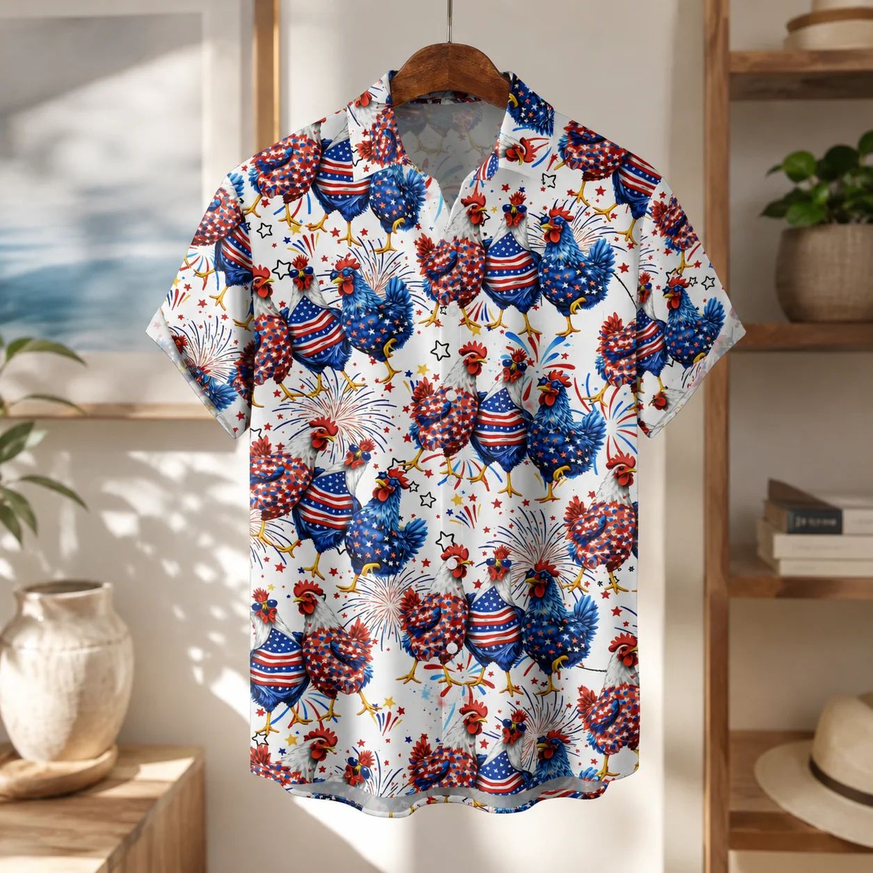Funny American Flag 250th Anniversary Patriotic Rooster - Personalized Hawaiian Shirt - Gift For Patriots - Image 5