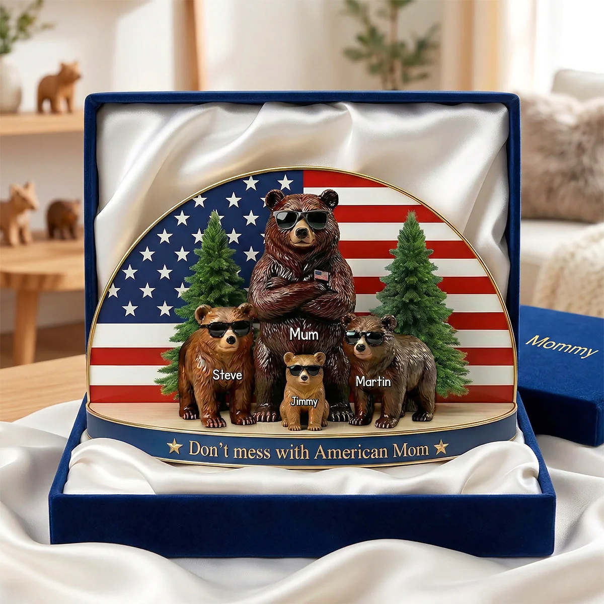 Funny Bear Family - Personalized Acrylic Plaque - Gift For Mom VD01