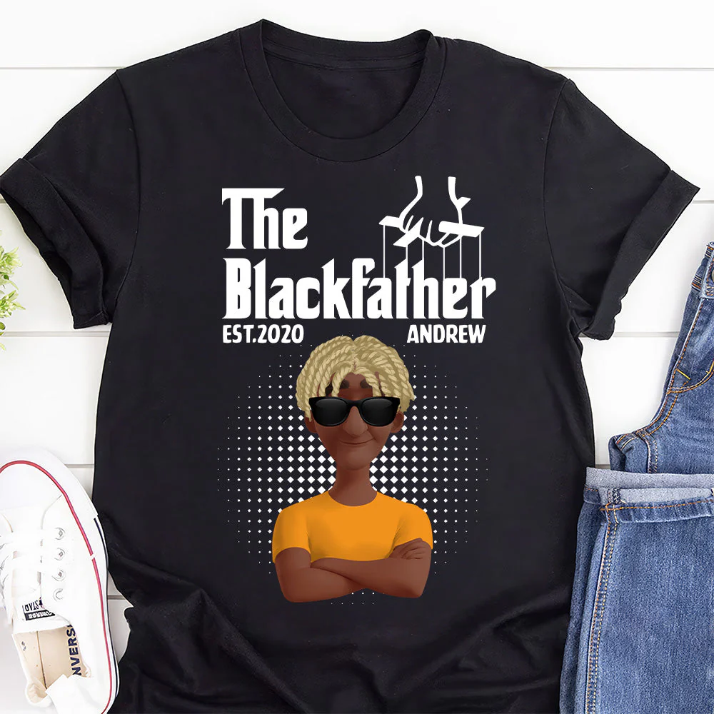 Funny Black Dad Shirt - The Blackfather Custom Tee with Name - Unisex Father’s Day Gift | GR29 HD95 - Image 2