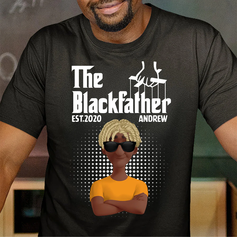 Funny Black Dad Shirt - The Blackfather Custom Tee with Name - Unisex Father’s Day Gift | GR29 HD95 - Image 3