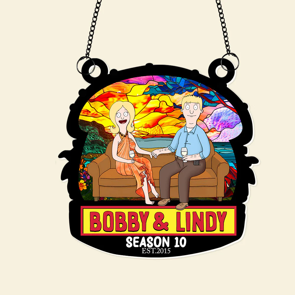 Funny Burgers Cartoon Couple Anniversary - Gift For Couple, Anniversary - Personalized Window Hanging Window Hanging Suncatcher Ornament | CL55 - Image 7