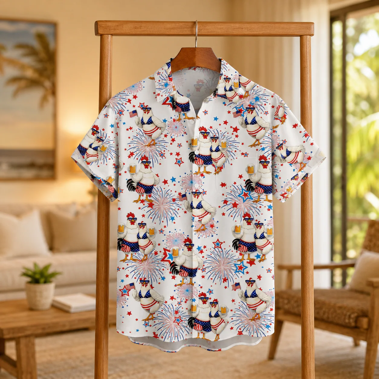 Funny Chiken Beer 4th Of July - Hawaiian Shirt - Gift For Couple - Image 3