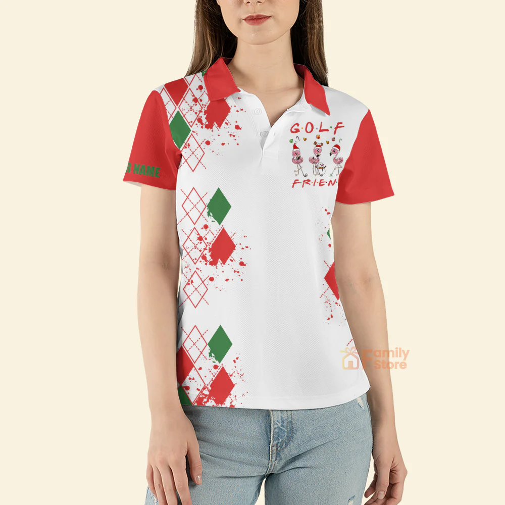 Funny Christmas Golf - Personalized Women Polo Shirt - Image 2
