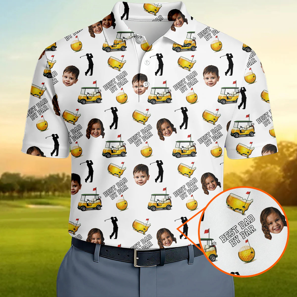 Funny Custom Baby Face - Personalized Polo Shirt - Gift For Dad, Grandpa, Golf Lovers