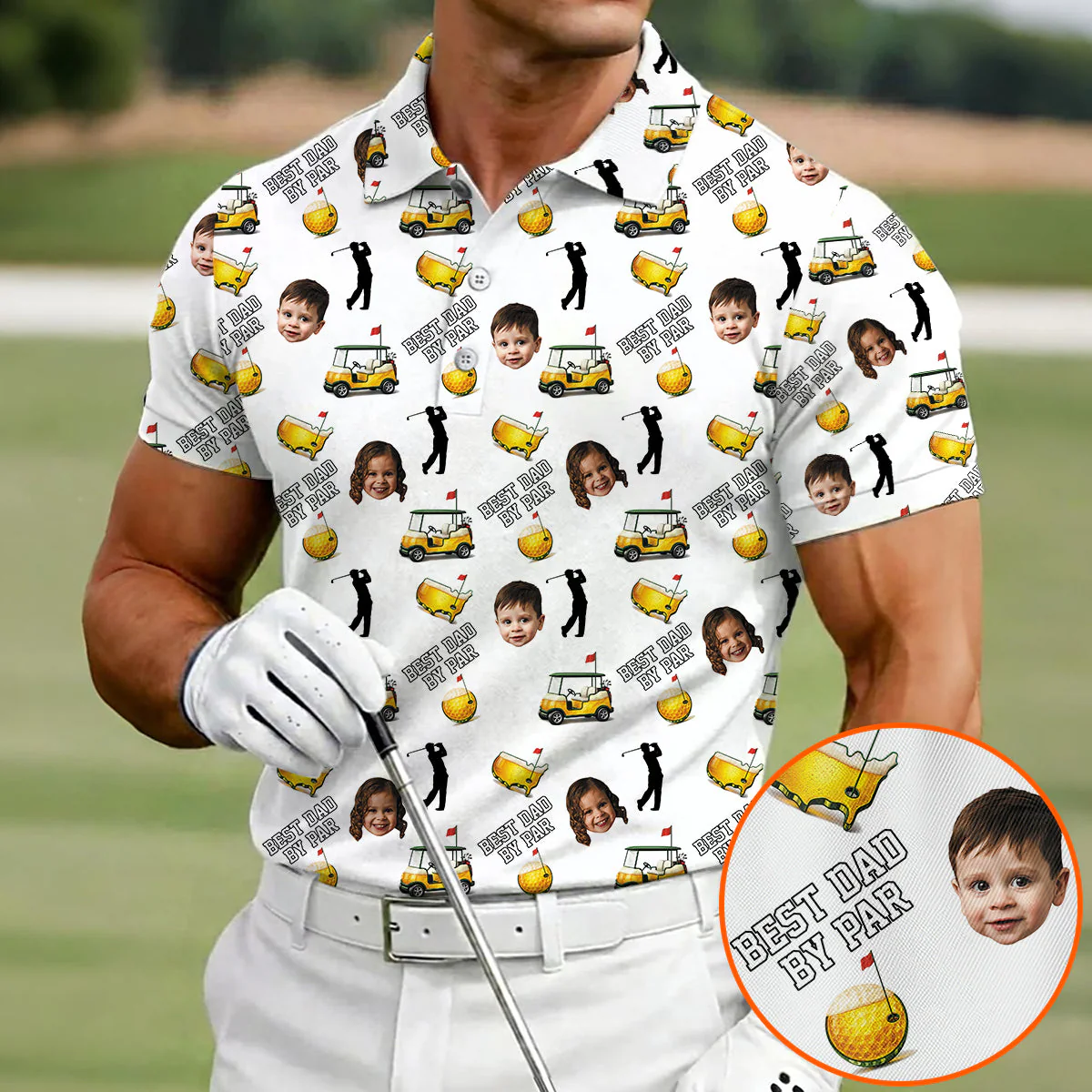 Funny Custom Baby Face - Personalized Polo Shirt - Gift For Dad, Grandpa, Golf Lovers - Image 3
