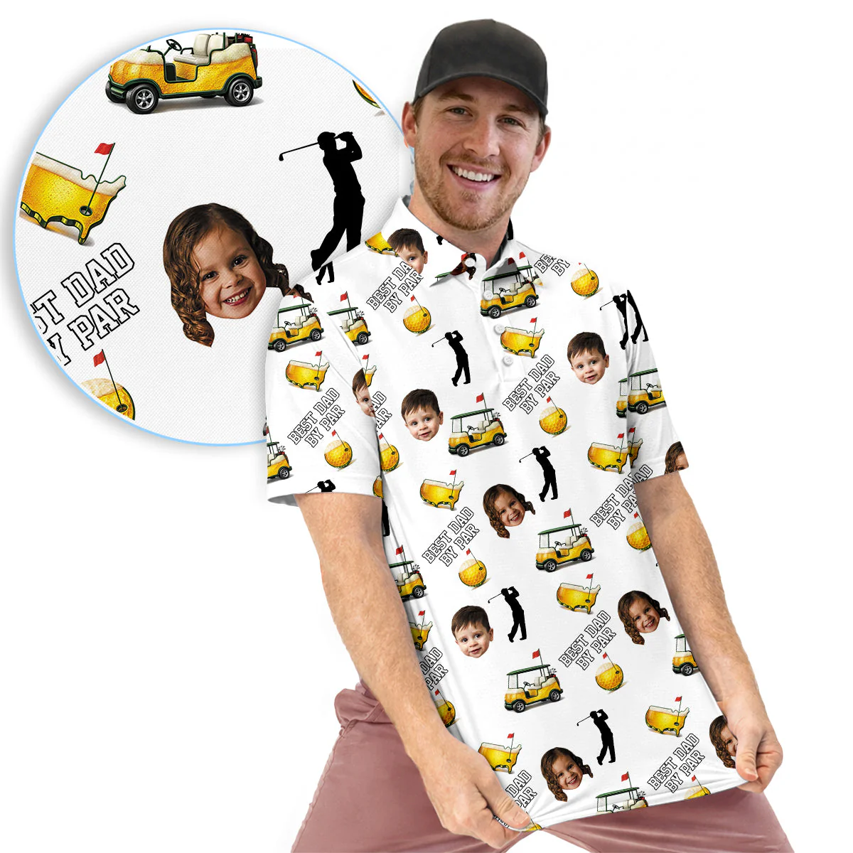 Funny Custom Baby Face - Personalized Polo Shirt - Gift For Dad, Grandpa, Golf Lovers - Image 6