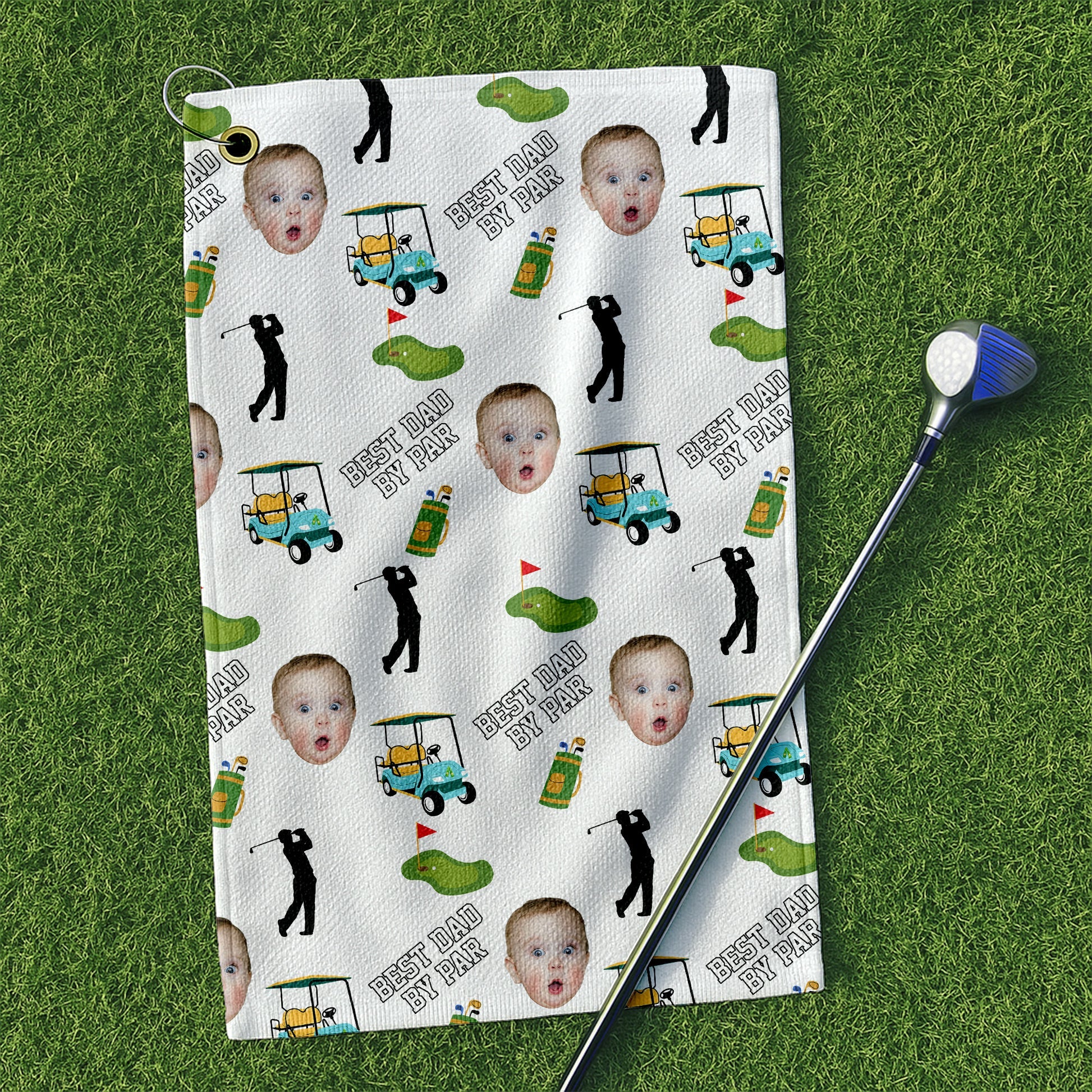 Funny Custom Photo Best Dad By Par - Personalized Golf Towel - Gift For Dad - Image 2