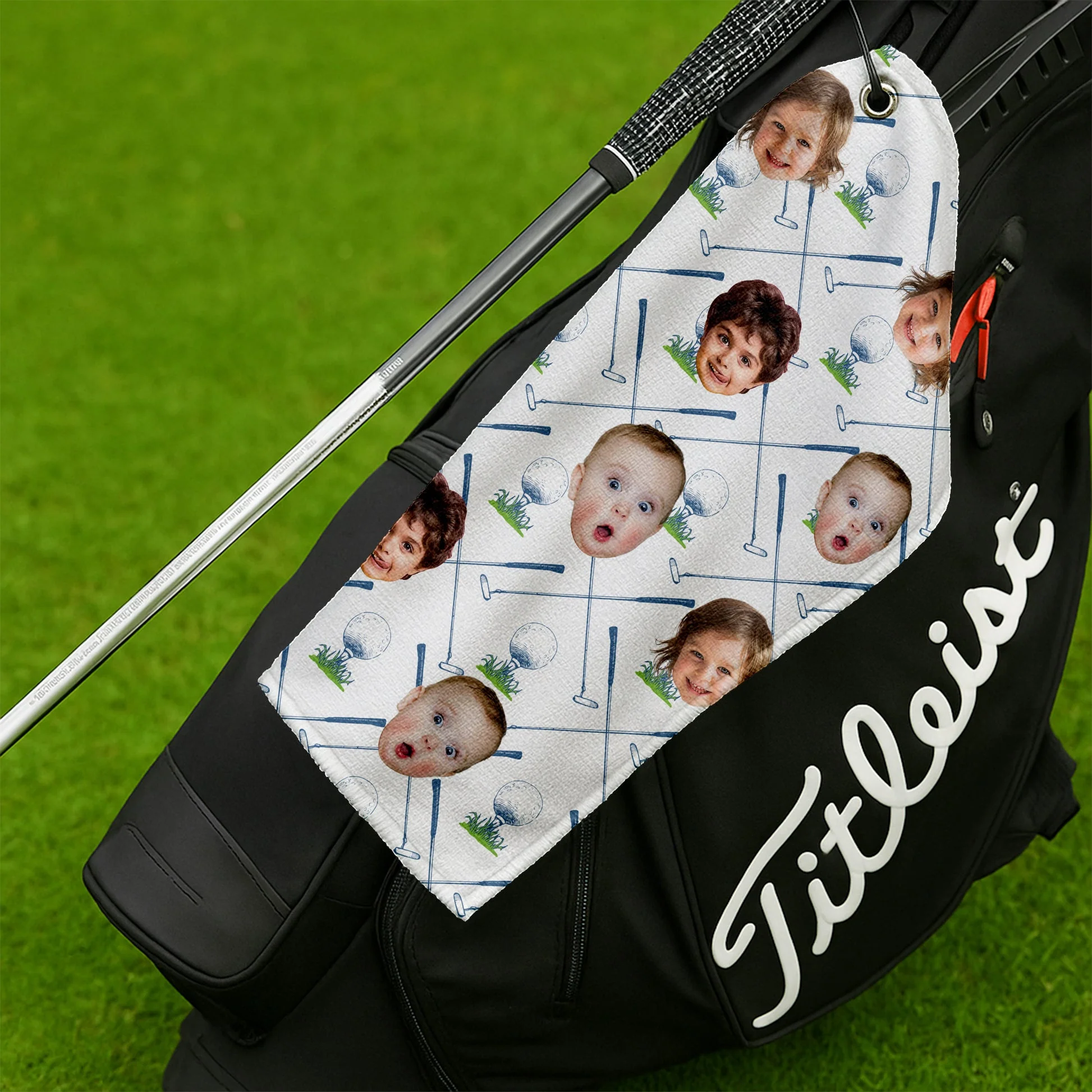 Funny Custom With Kids’ Faces, Family Faces - Personalized Golf Towel - Gift For Dad, Grandpa - Image 5