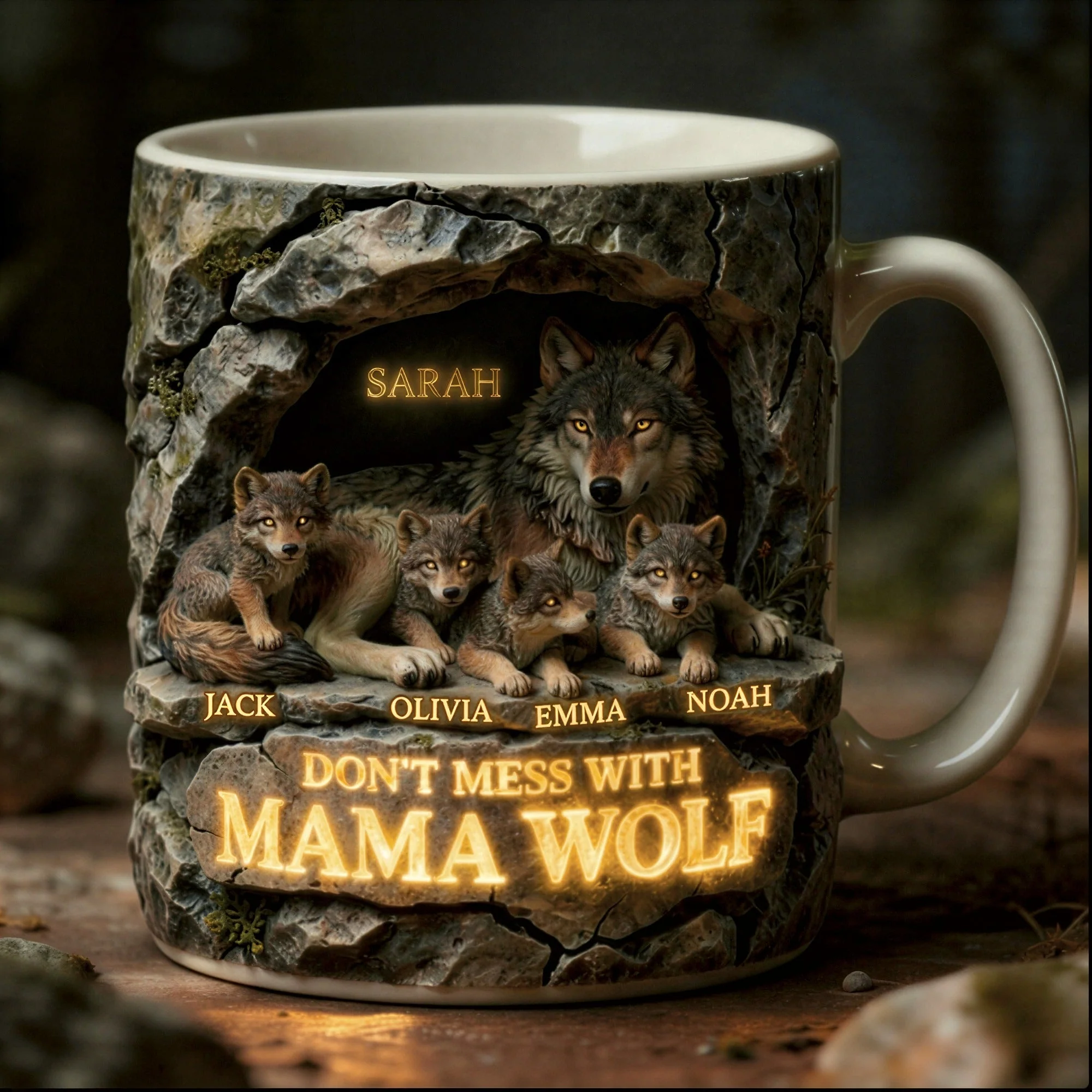Funny Don't Mess With Mama Wolf - Personalized Mug - Gifts For Mom