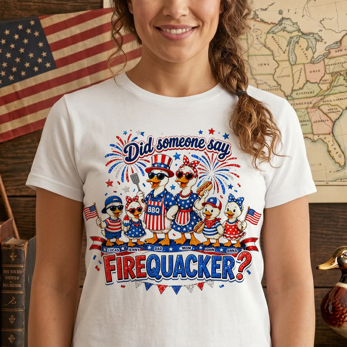 Funny Firequacker Duck Family BBQ - Personalized Shirt - Gift For Family
