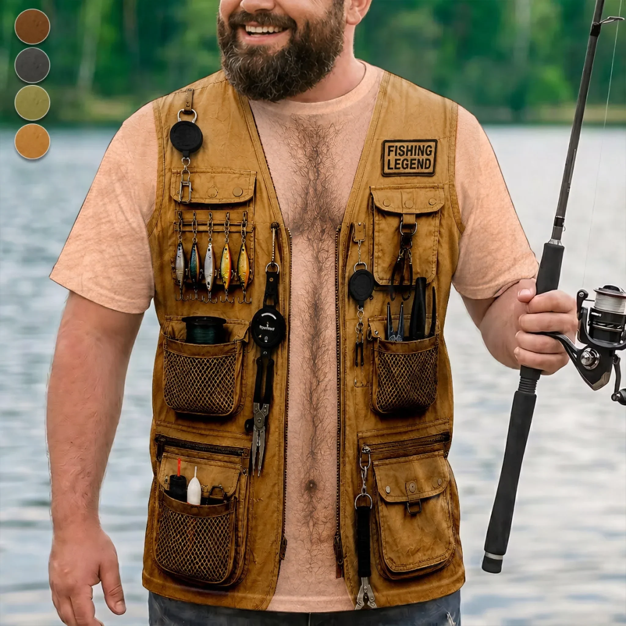 Custom Funny Fishing Legend Angler Vest Design - Personalized All Over Shirt - Gifts For Fisherman, Husband, Dad