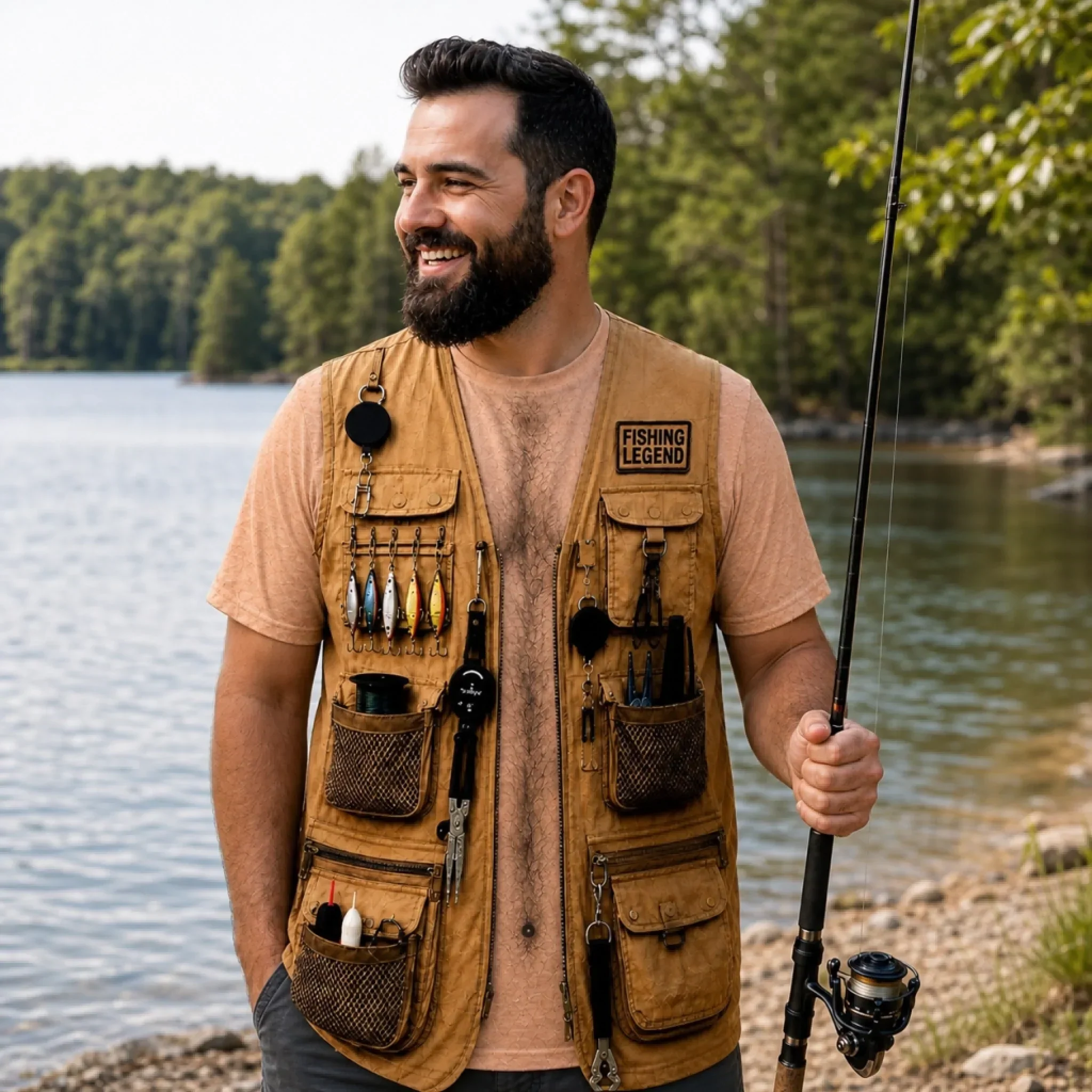 Custom Funny Fishing Legend Angler Vest Design - Personalized All Over Shirt - Gifts For Fisherman, Husband, Dad - Image 6