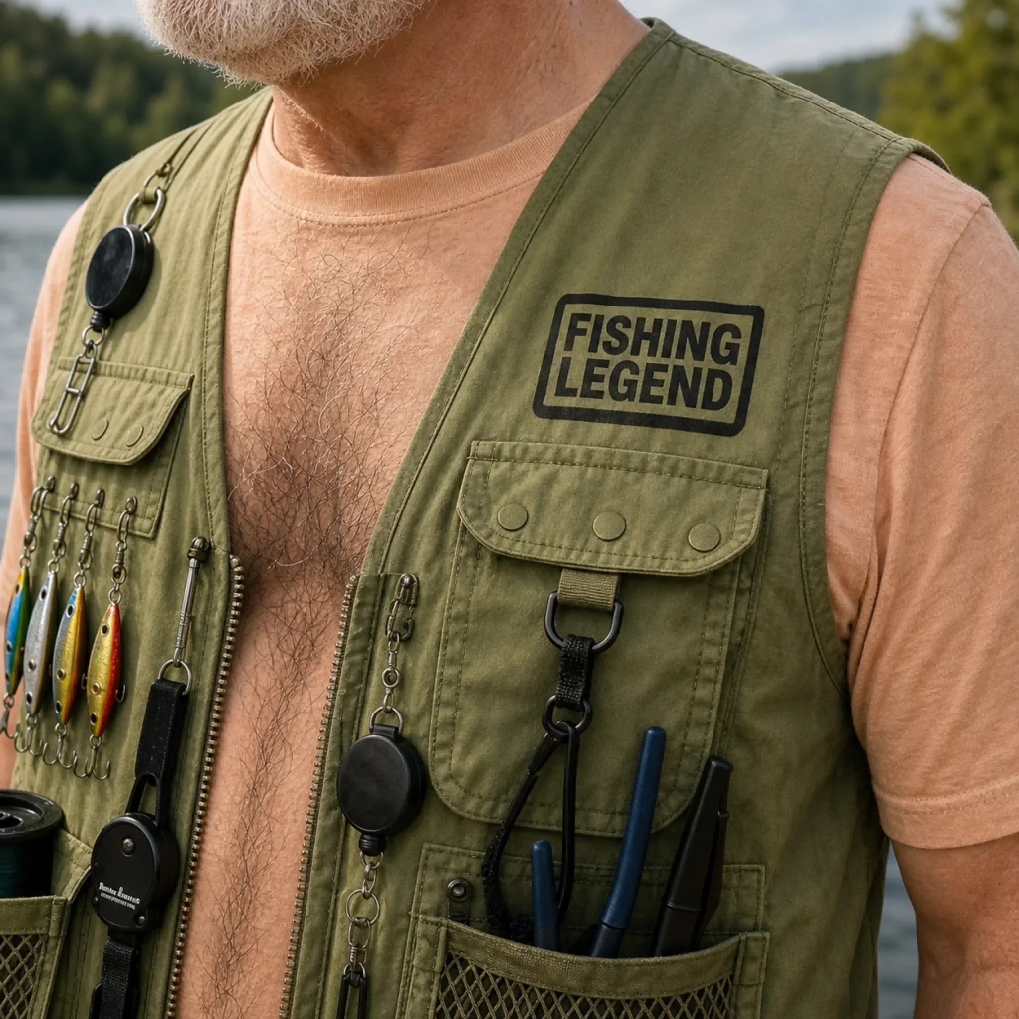 Custom Funny Fishing Legend Angler Vest Design - Personalized All Over Shirt - Gifts For Fisherman, Husband, Dad - Image 8