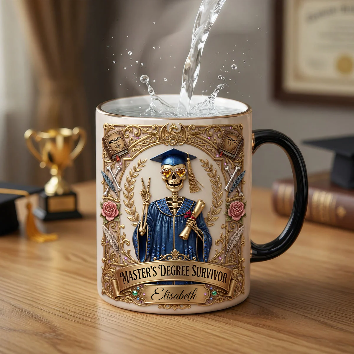 Funny Graduation Master’s Degree Survivor - Personalized Color Changing Mug - Gift For Graduates