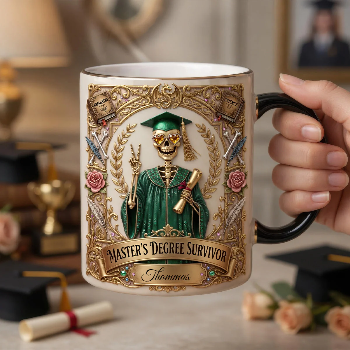 Funny Graduation Master’s Degree Survivor - Personalized Color Changing Mug - Gift For Graduates - Image 3