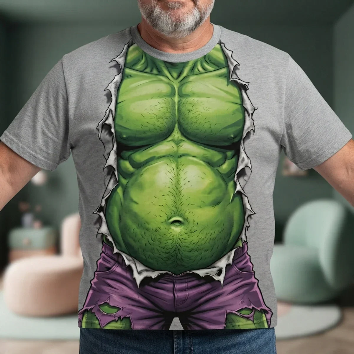 Custom Funny Green Monster - Personalized AOP Tshirt - Gift For Him, Dad, Grandpa