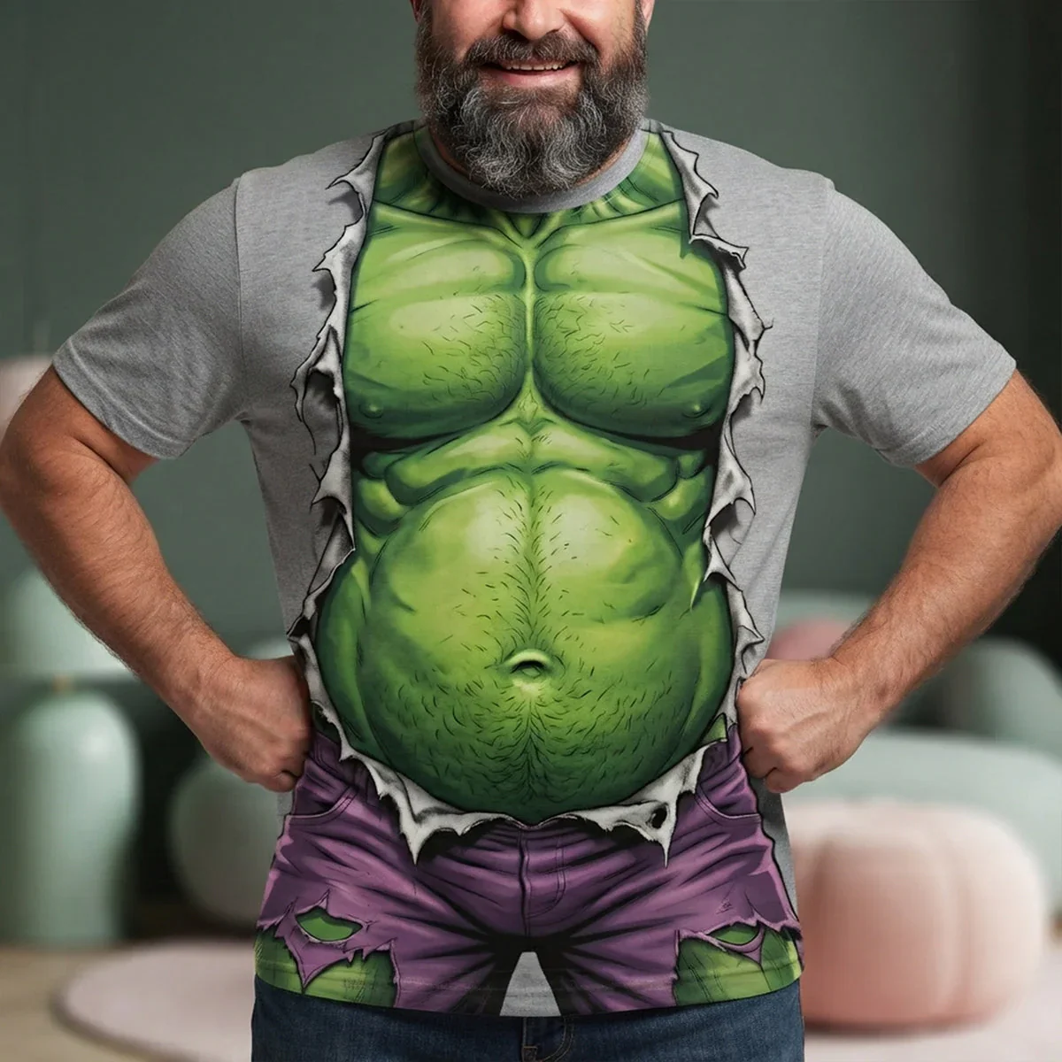 Custom Funny Green Monster - Personalized AOP Tshirt - Gift For Him, Dad, Grandpa - Image 3