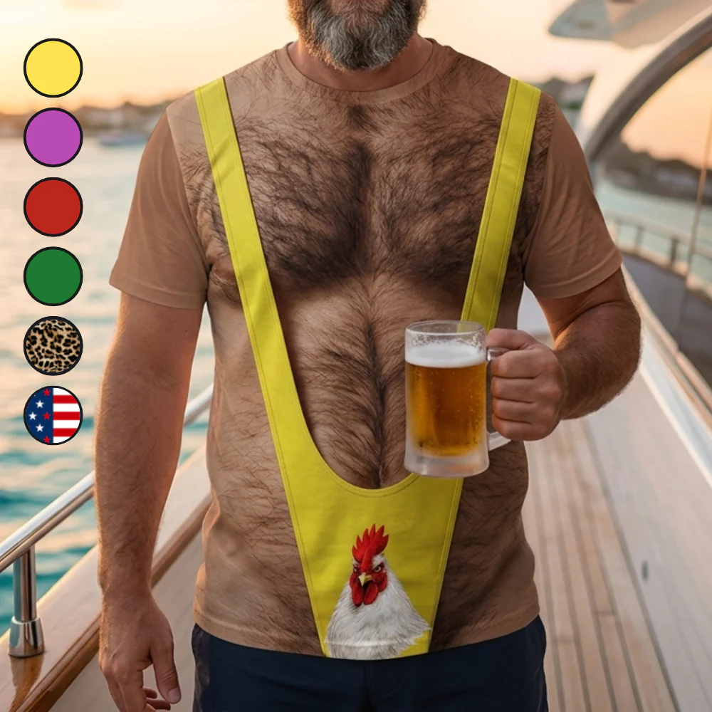 Funny Hairy Chest Rooster Cock Print Gag Prank Summer - Personalized All Over Shirt - Gift For Husband, Him