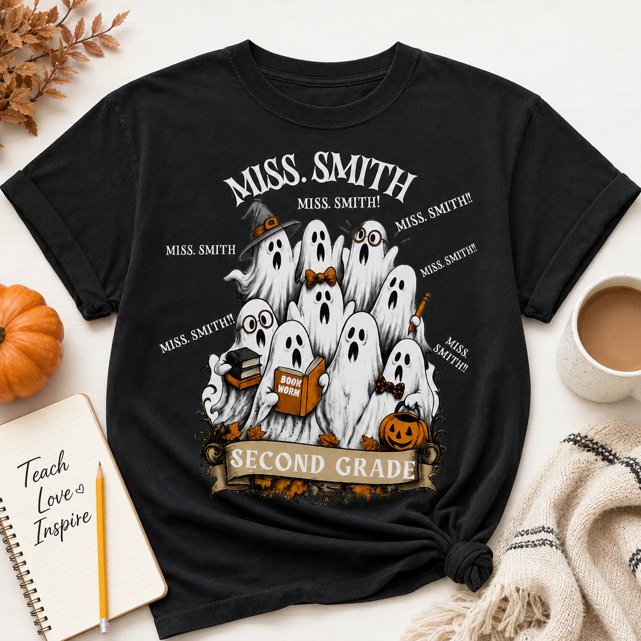 Funny Halloween Ghost Teacher Name Grade - Personalized Shirt - Gifts For Teacher - Image 3