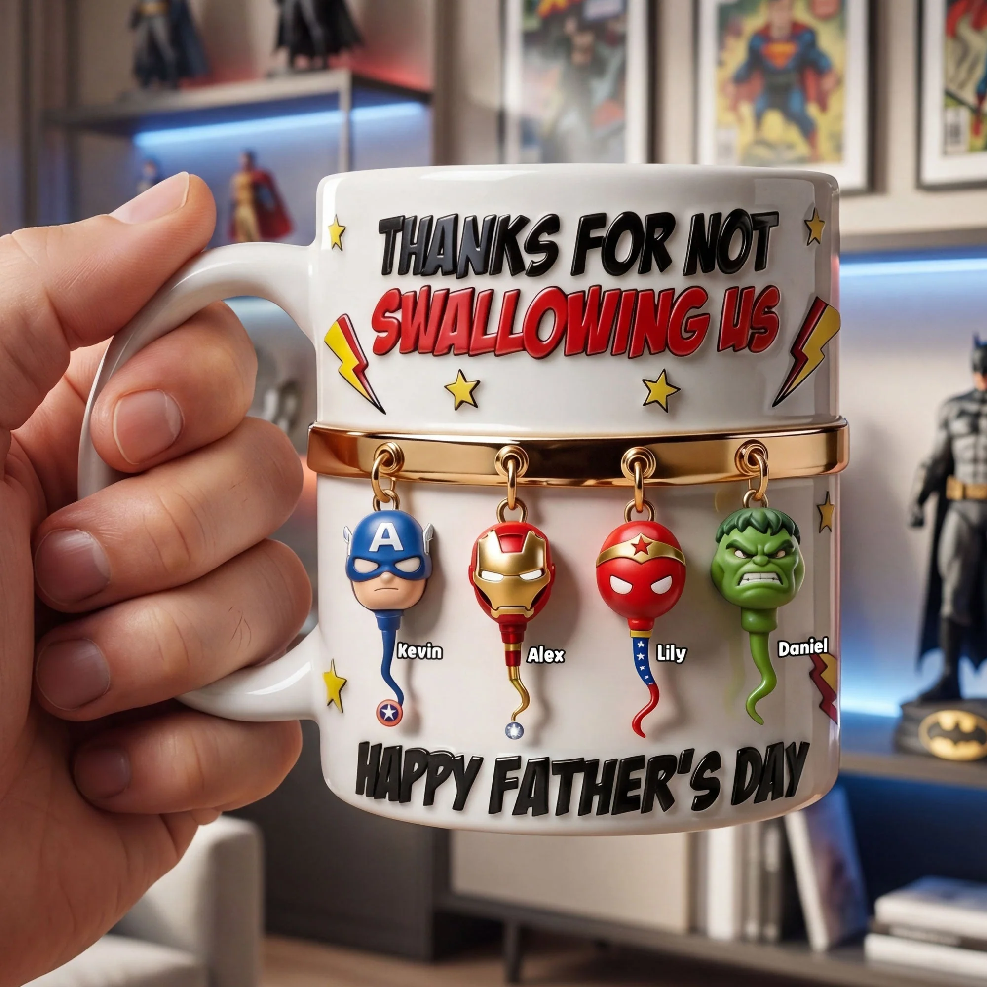 Funny Hero Squad Dad - Personalized White Mug - Gift For Dad
